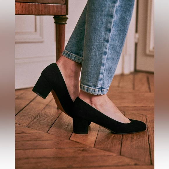 Sezane Shoes - Sezane Black Suede Helena heels size 39 or US 8